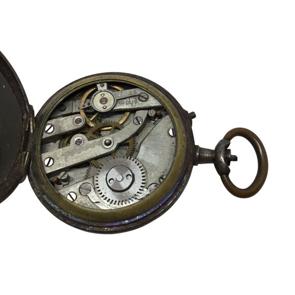 Antique Swiss Pocket Watch Case Locket Keepsake Relic Late 1800s Steampunk Parts - Picture 13 of 13